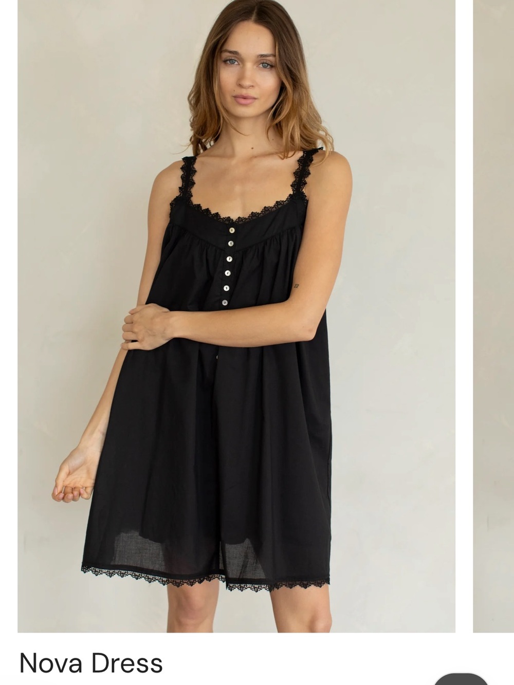 Nova Black Lace-Trim Mini Dress